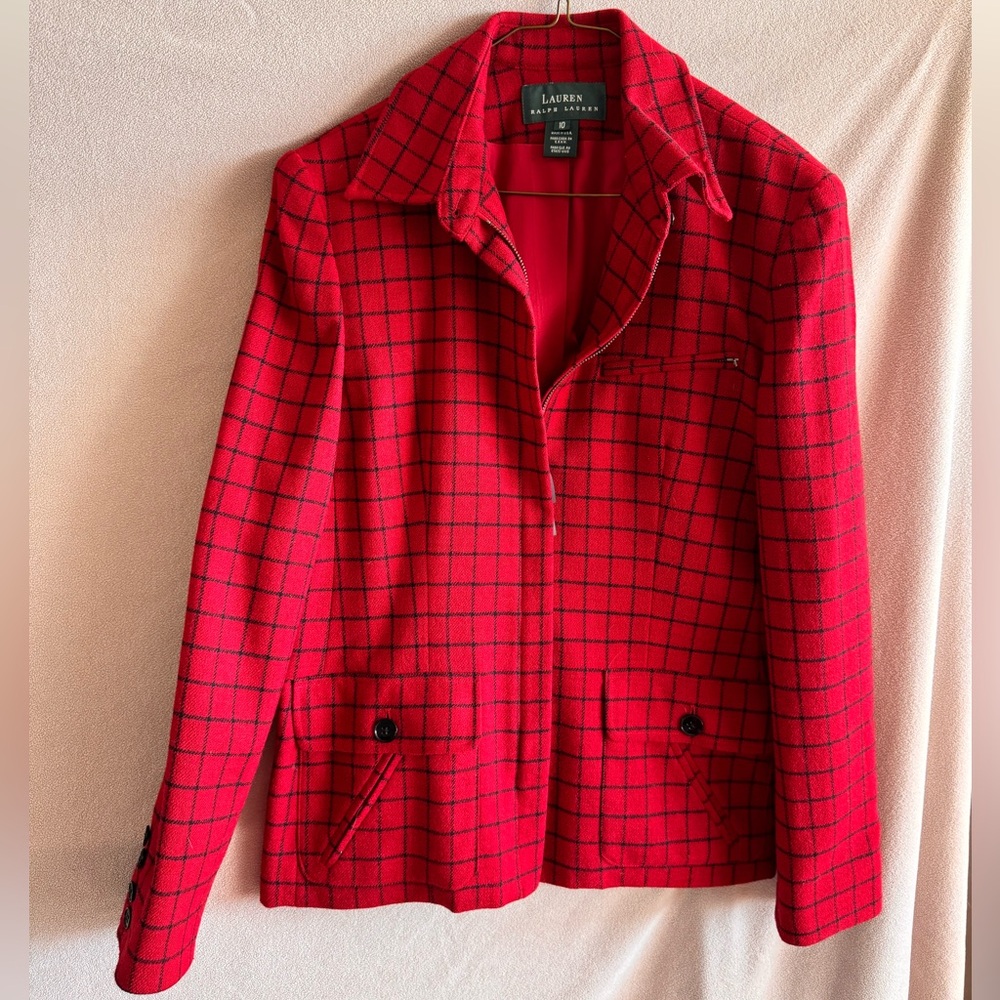Sold! Ralph Lauren Red Checkered Zip-up Jacket